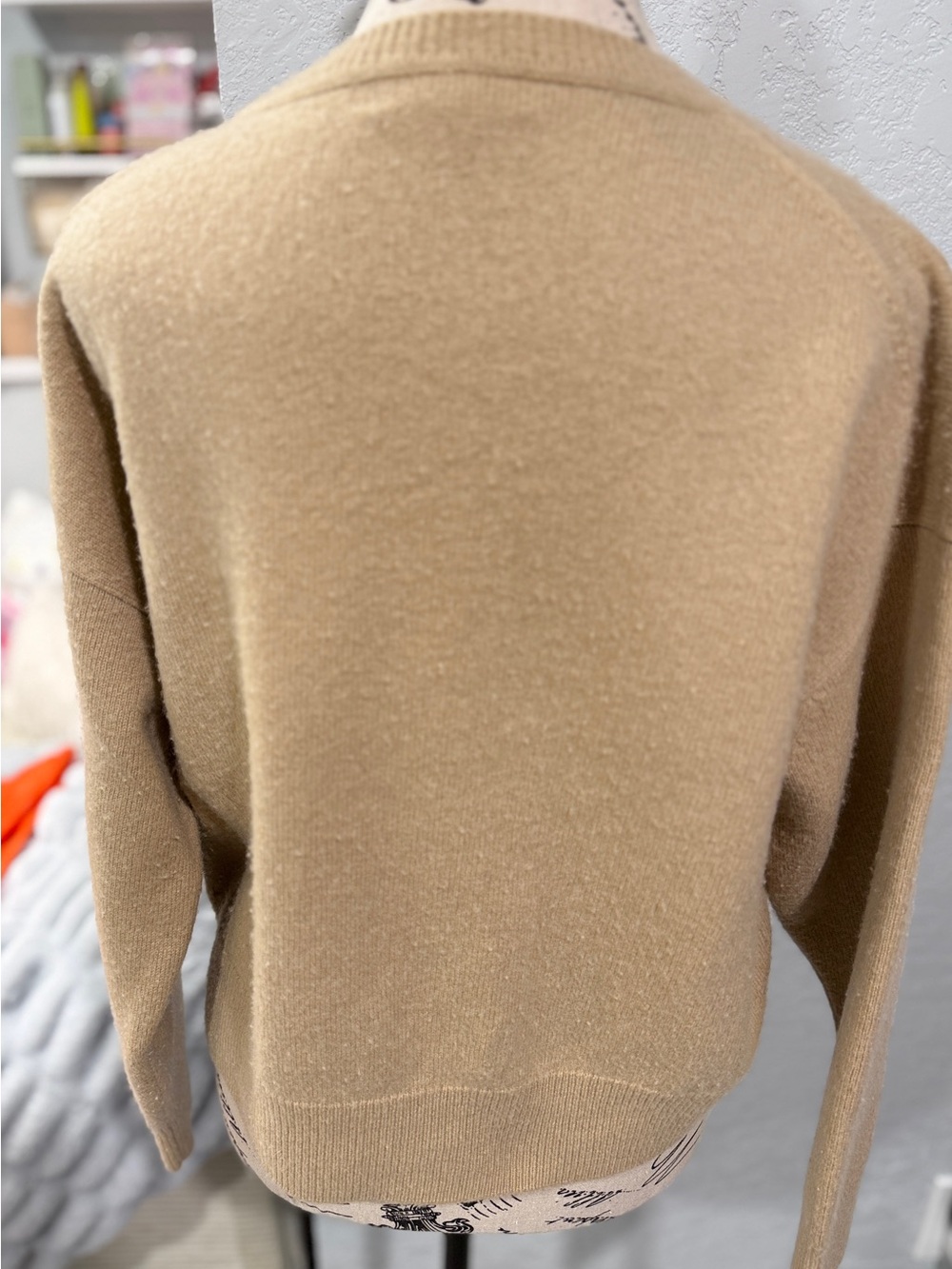 Athleta 80% Merino Wool 20% Cashmere Crewneck Sweater Tan Beige Size Large - Picture 5 of 7
